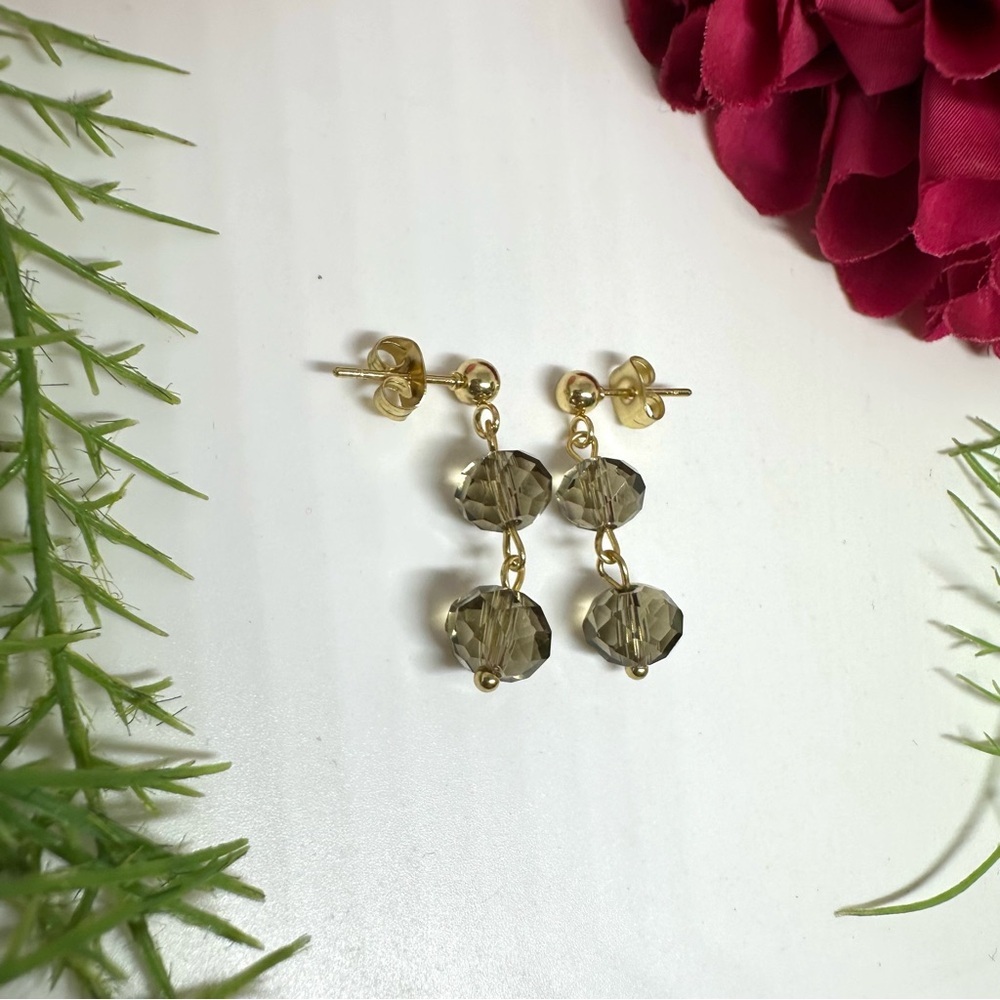 NEW⚜️ Smoky Crystal Dangly Earrings - Picture 2 of 3